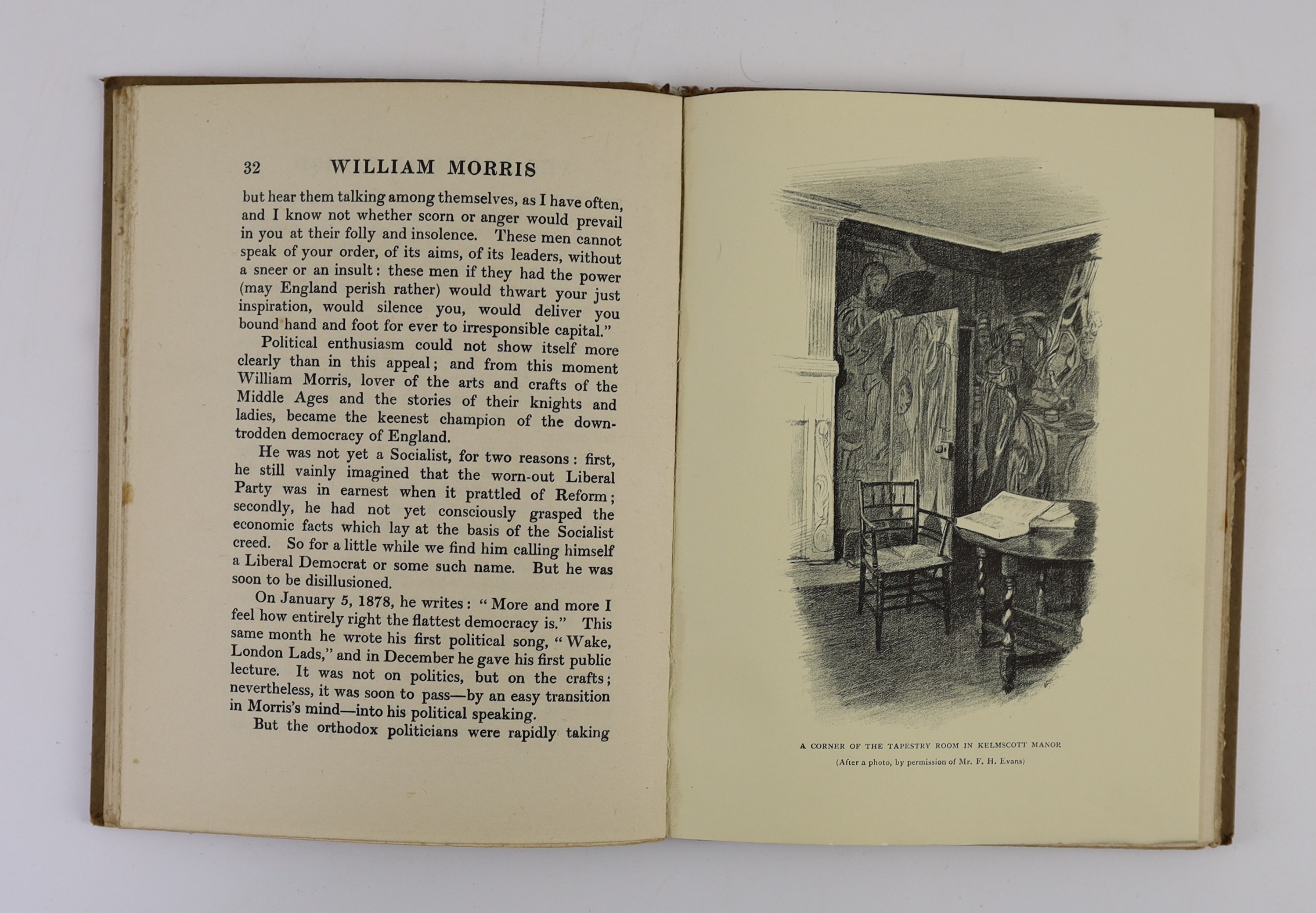 Morris, William - 3 works - Architecture and History, and Westminster Abbey, 8vo, original half cloth, hand-made paper, Longmans & Co., London, 1900; Art and it’s Producers, 8vo, original half cloth, hand-made paper, Lon
